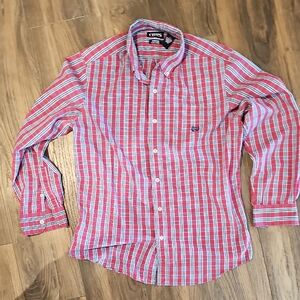 Chaps Men's Red and Blue Plaid Shirt